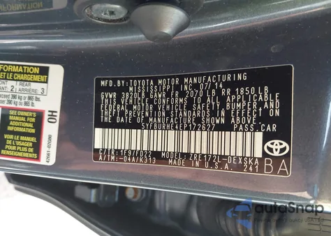 2014 Toyota Corolla S/S Plus/S Premium from USA, damaged, VIN 5YFBURHE4EP172627